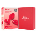 Анальный алый плаг с кристаллом-сердцем VIBRATING HEART SHAPE JEWEL PLUG M/L