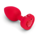 Анальный алый плаг с кристаллом-сердцем VIBRATING HEART SHAPE JEWEL PLUG M/L
