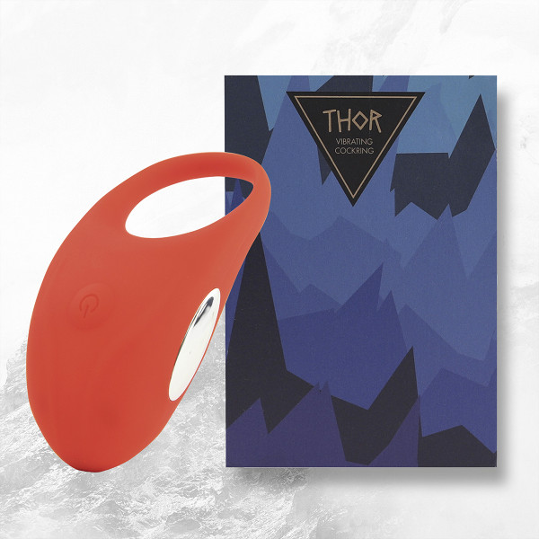 Кольцо эрекционное с вибрацией Thor Cockring Red красное