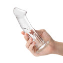 Фаллоимитатор 6 in с рельефом и крупной головкой Glass Dildo With Veins & Flat Base