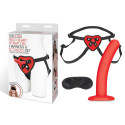 Красные трусы с фаллосом для новичков Red Heart Strap on Harness & 5in Dildo Set